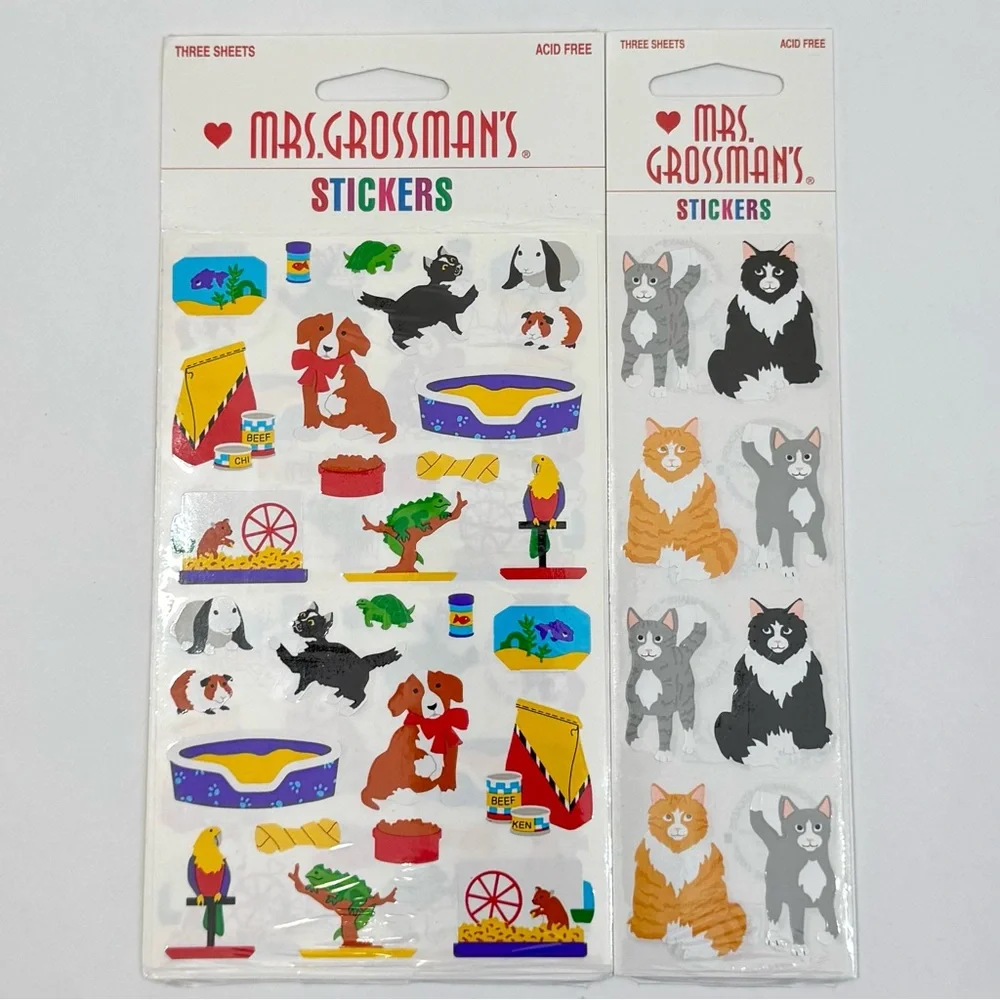 Vintage Mrs Grossmans 90s Sticker Lot SEALED Animals Pets Dogs Cats Bunnies